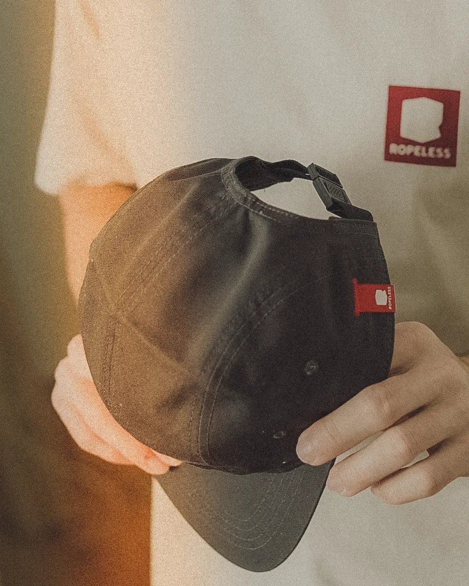 Ropeless Stone washed black camper cap casquette coton