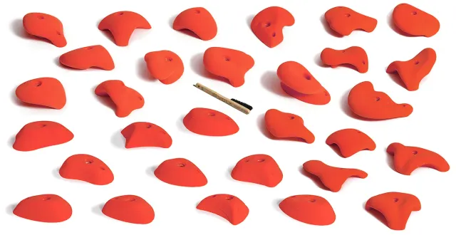 Pyramide Lot 30 prises escalade rouges niveau 4b