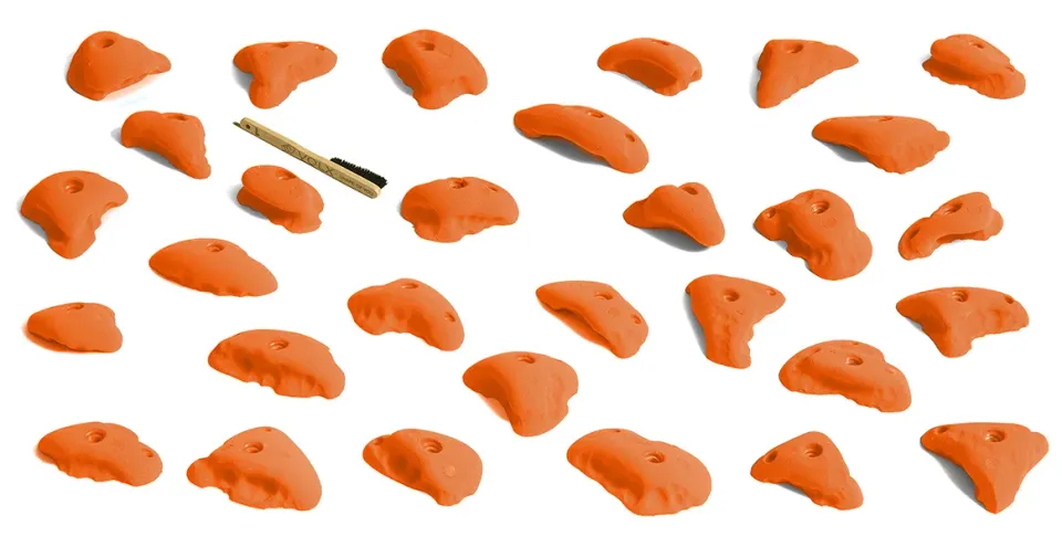 PYRAMIDE lot de 30 prises d’escalade oranges niveau 5b