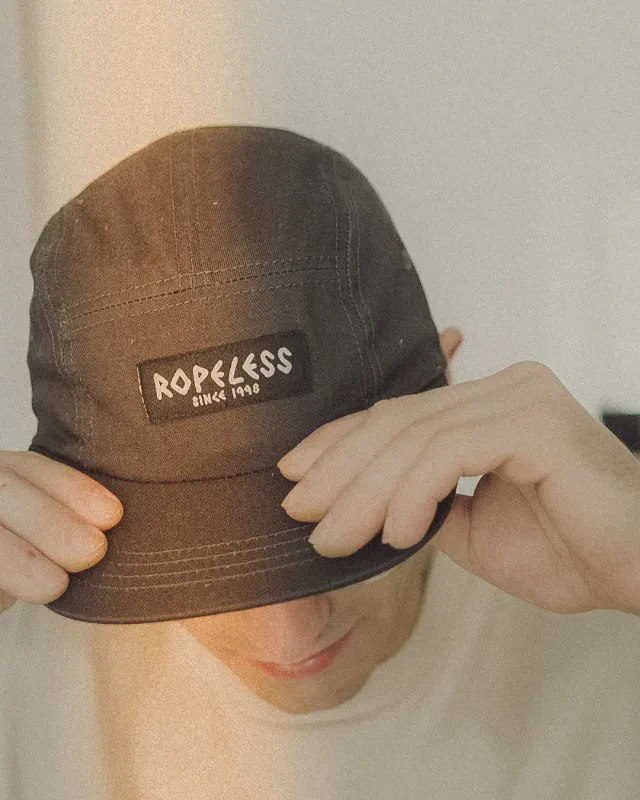 Ropeless Stone washed black camper cap casquette coton