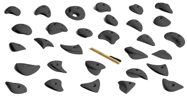 PYRAMIDE Lot de 30 prises d’escalade dévers noires 6b